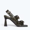 Footwear FREDA SALVADOR | Polly Buckle Heel Seaweed Embossed Croc